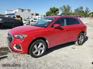 2021 Audi Q3 Premium with VIN WA1AUCF33M1062126, listed as a Copart auction lot 47980435 with 77,600 mi miles and Salvage Title. Bid and sale history available at carsss.com. Image 1.