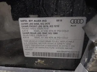 2018 Audi Q5 Premium Plus with VIN WA1BNAFY0J2237648, listed as a IAAI auction lot 41749808 with 103,566 mi miles. Bid and sale history available at carsss.com. Image 9.