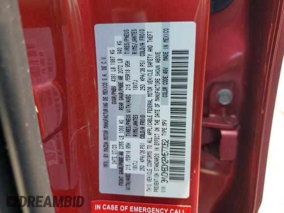 2023 Mazda CX-30 S Premium with VIN 3MVDMBDM2PM577052, listed as a Copart auction lot 59625945 with Not provided miles and Salvage title. Bid and sale history available at DreamBid. Image 12.