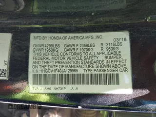 2018 Honda Accord EX with VIN 1HGCV1F40JA129965, listed as a IAAI auction lot 42153398 with 51,435 mi miles and . Bid and sale history available at DreamBid. Image 9.