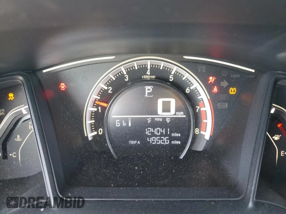 2017 Honda Civic LX with VIN 19XFC2F51HE224834, listed as a Copart auction lot 57951885 with 124,041 mi miles and Salvage title. Bid and sale history available at DreamBid. Image 9.