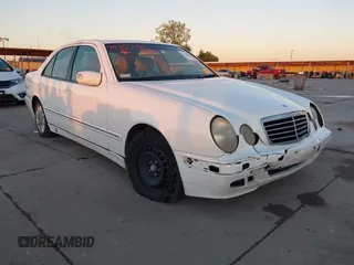 2001 Mercedes-Benz E-Class with VIN WDBJF65J91B249540, listed as a IAAI auction lot 41130248 with 107,582 mi miles. Bid and sale history available at carsss.com. Image 1.
