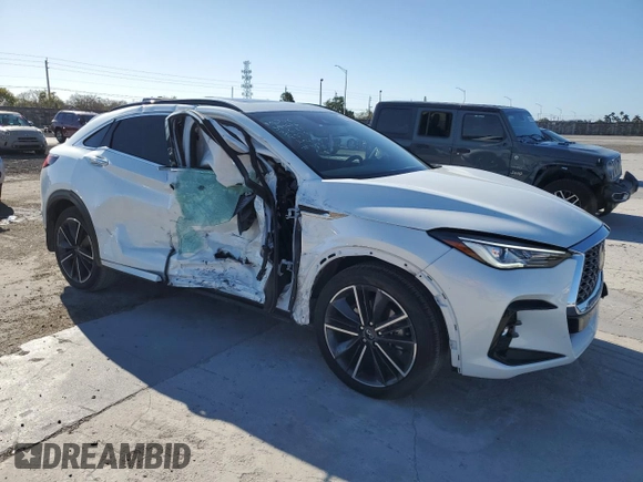 2023 Infiniti QX55 Luxe with VIN 3PCAJ5JR4PF118379, listed as a Copart auction lot 48494775 with 16,181 mi miles and Salvage title. Bid and sale history available at DreamBid. Image 4.