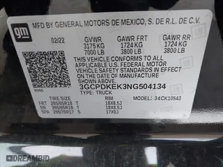 2022 Chevrolet Silverado 1500 LT with VIN 3GCPDKEK3NG504134, listed as a IAAI auction lot 41561032 with 1 mi miles. Bid and sale history available at carsss.com. Image 9.