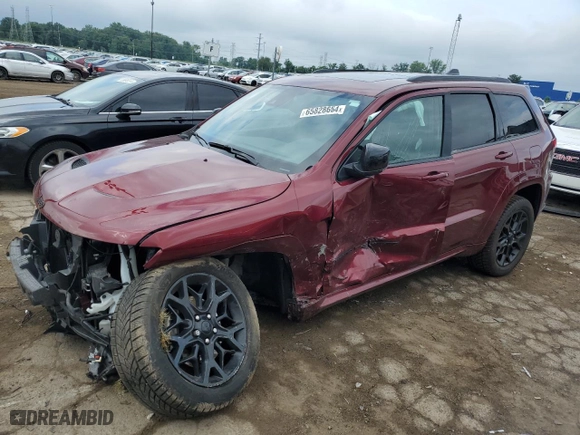 2021 Jeep Grand Cherokee Limited X with VIN 1C4RJFBTXMC786280, listed as a Copart auction lot 65828654 with 65,397 mi miles and Salvage Title. Bid and sale history available at carsss.com. Image 1.