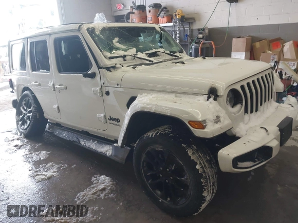2022 Jeep Wrangler Unlimited Sahara with VIN 1C4HJXEN3NW222744, listed as a IAAI auction lot 41249285 with 43,780 mi miles and . Bid and sale history available at DreamBid. Image 1.
