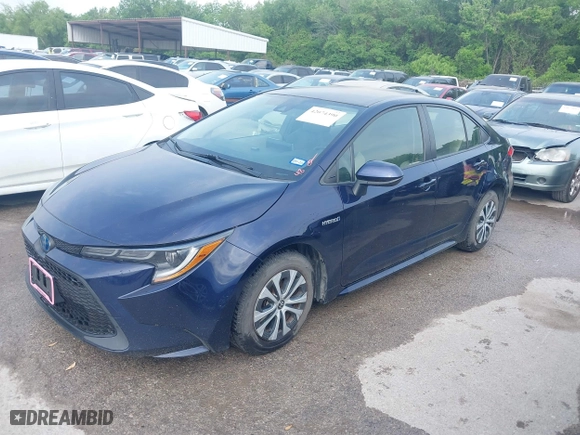 2020 Toyota Corolla Hybrid LE with VIN JTDEBRBE4LJ010266, listed as a IAAI auction lot 42074390 with 267,295 mi miles. Bid and sale history available at carsss.com. Image 20.