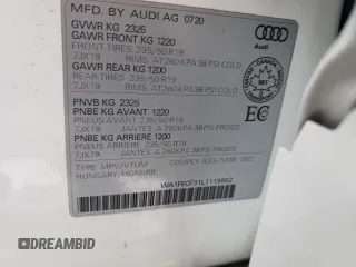 2020 Audi Q3 S line Prestige with VIN WA1FECF31L1119652, listed as a Copart auction lot 83328924 with 36,526 mi miles and Non Repairable. Bid and sale history available at carsss.com. Image 13.