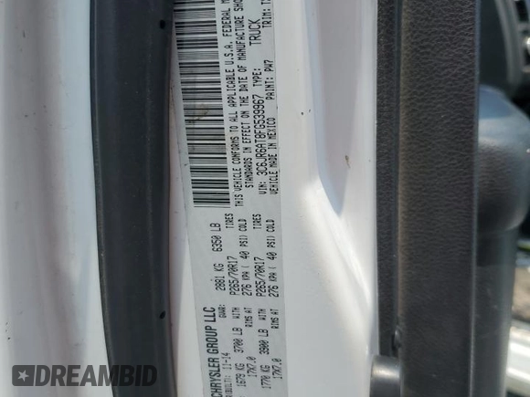 2015 Ram 1500 Tradesman with VIN 3C6JR6AT8FG539967, listed as a Copart auction lot 59106375 with 151,495 mi miles and Salvage title. Bid and sale history available at DreamBid. Image 12.