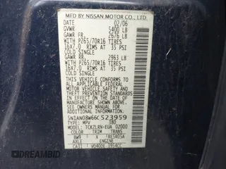 2006 Nissan Xterra S z VIN 5N1AN08W66C523959, wystawiony jako IAAI lot #41909215 z przebiegiem 202 230 mil mil oraz . Historia ofert i sprzedaży dostępna na DreamBid. Obrazek 9.