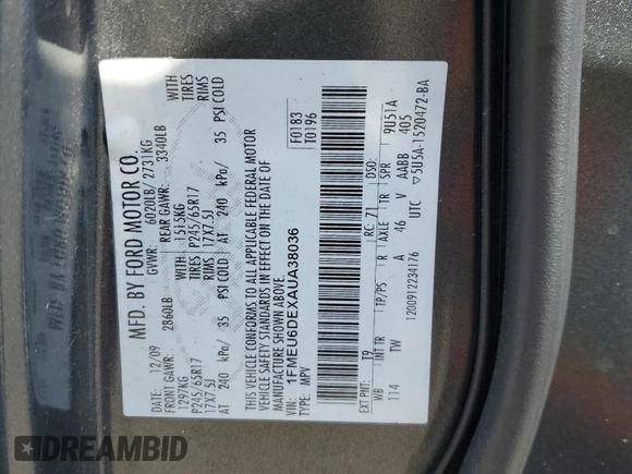 2010 Ford Explorer XLT with VIN 1FMEU6DEXAUA38036, listed as a Copart auction lot 49726875 with 184,056 mi miles and Salvage Title. Bid and sale history available at carsss.com. Image 14.