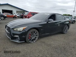 2018 Infiniti Q50 Red Sport 400 with VIN JN1FV7AR3JM480632, listed as a Copart auction lot 58199855 with 56,362 mi miles and Clean title. Bid and sale history available at DreamBid. Image 1.