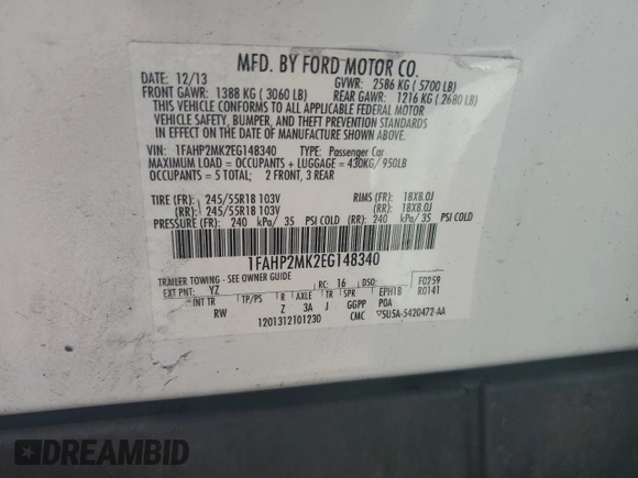 2014 Ford Police Interceptor with VIN 1FAHP2MK2EG148340, listed as a Copart auction lot 50570275 with 55,471 mi miles and Salvage title. Bid and sale history available at DreamBid. Image 12.