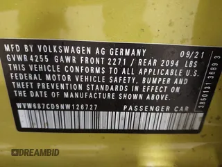 2022 Volkswagen GTI Autobahn с VIN WVW687CD9NW126727, выставлен на аукционе IAAI как лот 42413190 с пробегом 39 455 миль миль и . История ставок и продаж доступна на DreamBid. Изображение 9.