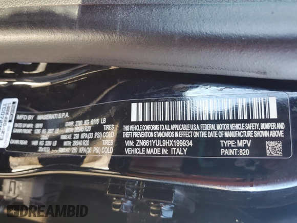 2017 Maserati Levante S z VIN ZN661YUL9HX199934, wystawiony jako Copart lot #83960574 z przebiegiem 75 078 mil mil oraz Szkoda całkowita • Salvage title. Historia ofert i sprzedaży dostępna na DreamBid. Obrazek 14.