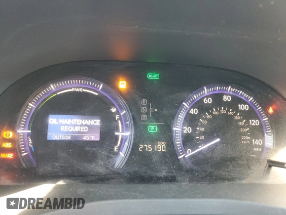 2010 Lexus HS 250h with VIN JTHBB1BAXA2020453, listed as a Copart auction lot 84848724 with 275,190 mi miles and Clean Title. Bid and sale history available at DreamBid. Image 9.