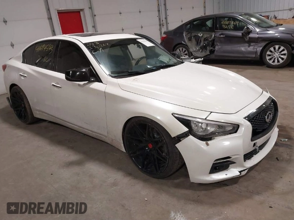 2017 Infiniti Q50 2.0t with VIN JN1CV7AR3HM681900, listed as a IAAI auction lot 41694543 with 158,028 mi miles. Bid and sale history available at carsss.com. Image 1.