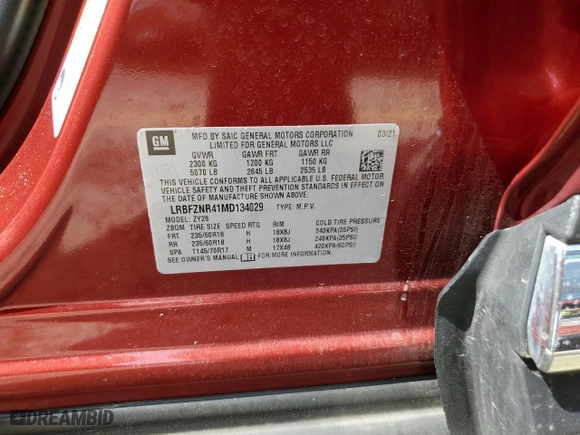 2021 Buick Envision Essence with VIN LRBFZNR41MD134029, listed as a Copart auction lot 60150944 with 37,151 mi miles and Salvage Title. Bid and sale history available at carsss.com. Image 14.