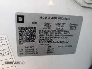 2018 GMC Acadia SLT with VIN 1GKKNMLS2JZ187192, listed as a Copart auction lot 57682745 with 120,962 mi miles and Salvage title. Bid and sale history available at DreamBid. Image 13.