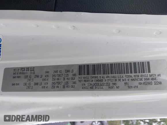 2018 Jeep Wrangler Unlimited Sport с VIN 1C4HJXDG9JW221353, выставлен на аукционе IAAI как лот 42419985 с пробегом 115 783 миль миль и . История ставок и продаж доступна на DreamBid. Изображение 9.