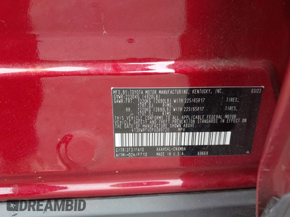 2023 Toyota RAV4 Hybrid XLE with VIN 4T3RWRFV0PU089720, listed as a IAAI auction lot 42016001 with 19,499 mi miles. Bid and sale history available at carsss.com. Image 9.