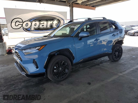2022 Toyota RAV4 Hybrid SE with VIN 4T3T6RFV7NU103423, listed as a Copart auction lot 59709215 with 27,595 mi miles and Salvage title. Bid and sale history available at DreamBid. Image 1.
