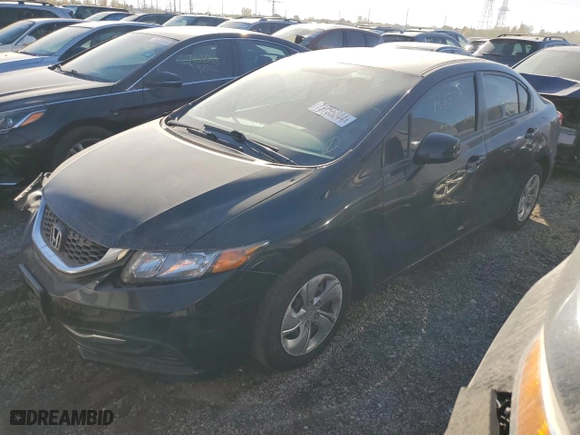 2013 Honda Civic Sdn LX with VIN 2HGFB2F54DH573828, listed as a Copart auction lot 73755244 with 253,438 mi miles and Salvage Title. Bid and sale history available at carsss.com. Image 1.