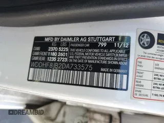 2013 Mercedes-Benz E 350 Luxury with VIN WDDHF8JB2DA733575, listed as a Copart auction lot 61680145 with 83,098 mi miles and Salvage title. Bid and sale history available at DreamBid. Image 12.