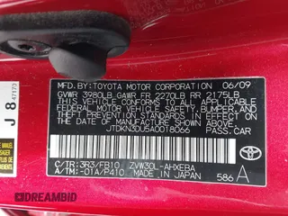 2010 Toyota Prius II with VIN JTDKN3DU5A0018066, listed as a IAAI auction lot 41663999 with 162,521 mi miles and . Bid and sale history available at DreamBid. Image 9.