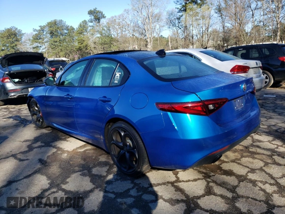 2019 Alfa Romeo Giulia Ti Sport with VIN ZARFAMBN9K7605593, listed as a Copart auction lot 43665353 with 25,176 mi miles. Bid and sale history available at carsss.com. Image 2.