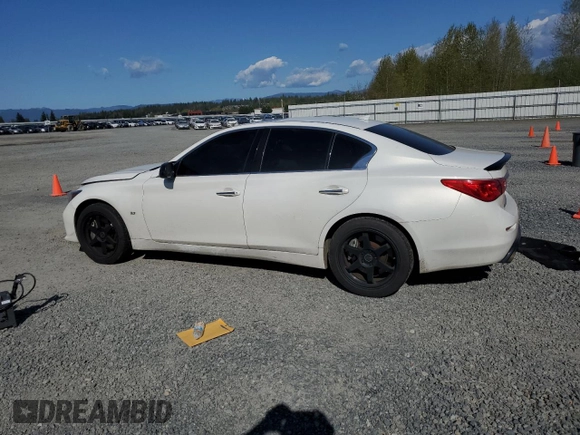 2014 Infiniti Q50 Premium with VIN JN1BV7AR4EM701742, listed as a Copart auction lot 53336985 with Not provided miles and Salvage title. Bid and sale history available at DreamBid. Image 2.