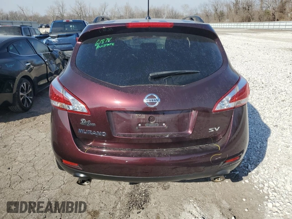 2014 Nissan Murano SV with VIN JN8AZ1MUXEW418975, listed as a Copart auction lot 44409704 with 100,336 mi miles and Salvage Title. Bid and sale history available at carsss.com. Image 6.