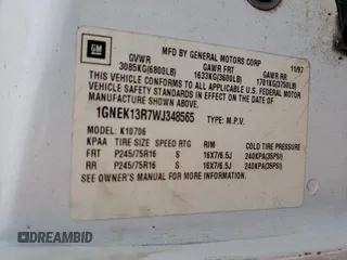 1998 Chevrolet Tahoe z VIN 1GNEK13R7WJ348565, wystawiony jako Copart lot #53375725 z przebiegiem 176 919 mil mil oraz Szkoda całkowita • Salvage title. Historia ofert i sprzedaży dostępna na DreamBid. Obrazek 15.