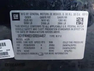 2013 Cadillac SRX Performance Collection with VIN 3GYFNHE31DS594457, listed as a IAAI auction lot 41145250 with 131,395 mi miles. Bid and sale history available at carsss.com. Image 9.