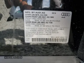 2019 Audi e-tron Premium Plus z VIN WA1LABGE1KB021741, wystawiony jako Copart lot #54774875 z przebiegiem 80 489 mil mil oraz Szkoda całkowita • Salvage title. Historia ofert i sprzedaży dostępna na DreamBid. Obrazek 13.