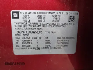 2016 Chevrolet Silverado 1500 LT with VIN 3GCPCREC0GG252382, listed as a IAAI auction lot 42024815 with 115,007 mi miles and . Bid and sale history available at DreamBid. Image 9.