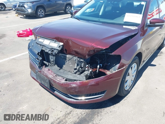 2013 Volkswagen Passat S with VIN 1VWAP7A31DC029851, listed as a IAAI auction lot 42191963 with 24,862 mi miles and . Bid and sale history available at DreamBid. Image 6.