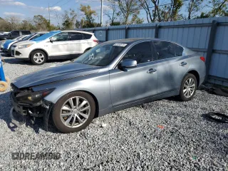 2014 Infiniti Q50 with VIN JN1BV7APXEM683701, listed as a Copart auction lot 47630075 with 102,704 mi miles and Salvage Title. Bid and sale history available at carsss.com. Image 1.
