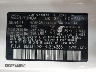 2017 Hyundai Tucson Limited z VIN KM8J3CA26HU294386, wystawiony jako Copart lot #57559535 z przebiegiem 99 267 mil mil oraz Czysty tytuł • Clean title. Historia ofert i sprzedaży dostępna na DreamBid. Obrazek 13.