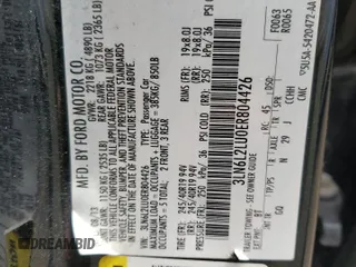 2014 Lincoln MKZ Hybrid с VIN 3LN6L2LU0ER804426, выставлен на аукционе Copart как лот 59280525 с пробегом 155 186 миль миль и Чистый • Clean title. История ставок и продаж доступна на DreamBid. Изображение 12.