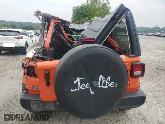 2018 Jeep Wrangler Unlimited Sahara with VIN 1C4HJXEG1JW175936, listed as a Copart auction lot 55610375 with 39,479 mi miles and Salvage title. Bid and sale history available at DreamBid. Image 6.