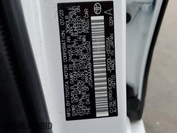 2023 Toyota Mirai XLE with VIN JTDAAAAA8PA010262, listed as a Copart auction lot 48825745 with 17,234 mi miles and Salvage Title. Bid and sale history available at carsss.com. Image 13.