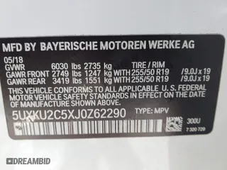 2018 BMW X6 xDrive35i with VIN 5UXKU2C5XJ0Z62290, listed as a IAAI auction lot 41687837 with 102,908 mi miles. Bid and sale history available at carsss.com. Image 9.