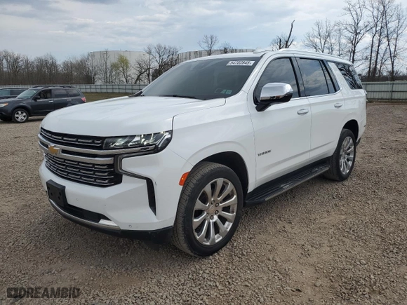 2023 Chevrolet Tahoe Premier with VIN 1GNSKSKD0PR217513, listed as a Copart auction lot 54702845 with 55,424 mi miles and Salvage Title. Bid and sale history available at carsss.com. Image 1.