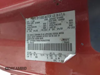 2001 Ford F-150 XL z VIN 1FTRX17W61NA63398, wystawiony jako IAAI lot #41882852 z przebiegiem 179 573 mil mil oraz . Historia ofert i sprzedaży dostępna na DreamBid. Obrazek 9.