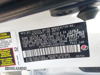 2018 Toyota Camry LE with VIN 4T1B11HK5JU007856, listed as a IAAI auction lot 42531732 with 121,020 mi miles and . Bid and sale history available at DreamBid. Image 9.