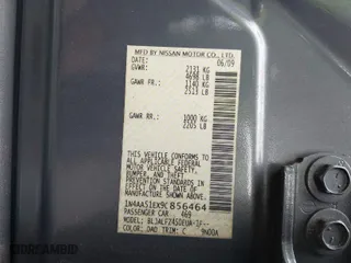 2009 Nissan Maxima 3.5 SV w/Premium Pkg with VIN 1N4AA51EX9C856464, listed as a IAAI auction lot 41733424 with 195,161 mi miles. Bid and sale history available at carsss.com. Image 9.