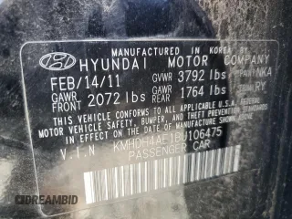 2011 Hyundai Elantra Limited z VIN KMHDH4AE1BU106475, wystawiony jako Copart lot #50752615 z przebiegiem 141 895 mil mil oraz Szkoda całkowita • Salvage title. Historia ofert i sprzedaży dostępna na DreamBid. Obrazek 13.