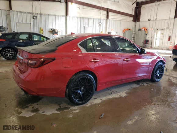 2018 Infiniti Q50 RED SPORT 400 with VIN JN1FV7AR8JM480884, listed as a Copart auction lot 80884524 with 78,458 mi miles and Salvage Title. Bid and sale history available at carsss.com. Image 3.