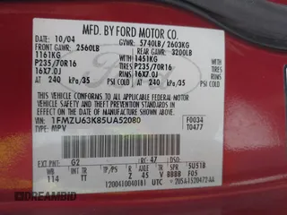 2005 Ford Explorer XLT с VIN 1FMZU63K85UA52080, выставлен на аукционе IAAI как лот 41584251 с пробегом 216 813 миль миль и . История ставок и продаж доступна на DreamBid. Изображение 8.